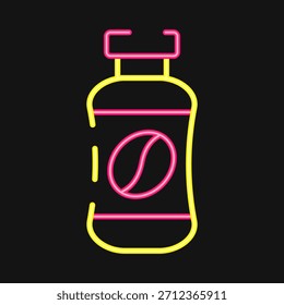 Icon coffee bottle. Coffee shop elements. Icon in neon style.