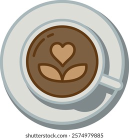 icon coffee cup latte art tulip