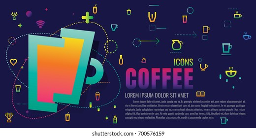 icon. coffee cup. modern design. vector illustration colorful on blue background. logo. symbol