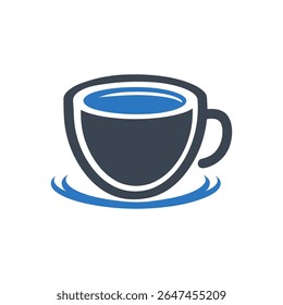 Icon of a coffee cup with water splash