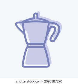 Filtro de café de iconos - Estilo de dos tonos - Ilustración simple,Actrazo editable,Vector de plantilla de diseño, Buena para impresiones, afiches, anuncios, anuncios, gráficos de información, etc.