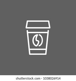 Icon of coffee to go. Takeout coffee, disposable cup, convenience. Drink concept. Can be used for topics like refreshment, coffee shop, beverage