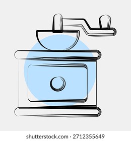 Icon coffee grinder. Coffee shop elements. Icon in color spot style.