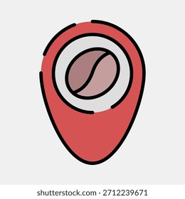 Icono de la ubicación del café. Elementos de cafetería. Icono en estilo de línea rellenada.