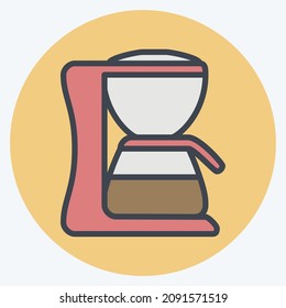 Icon Coffee Machine - Color Mate Style - Simple illustration,Editable stroke,Design template vector, Good for prints, posters, advertisements, announcements, info graphics, etc.