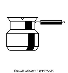 Icon coffee machine, jezva on white background. Lineart style, minimalism. For  site, banner, flyer, shop, menu.