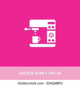 Icon of Coffee machine on Magenta Color Background. Eps-10.