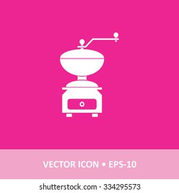 Icon of Coffee Machine on Magenta Color Background. Eps-10.