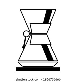 Icon coffee machine on white background. Lineart style, minimalism. For  site, banner, flyer, shop, menu.