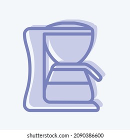 Icon Coffee Machine - Two Tone Style - Einfache Illustration, bearbeitbarer Strich, Design Template Vektor, Gut für Drucke, Plakate, Anzeigen, Ankündigungen, Infografiken, etc.