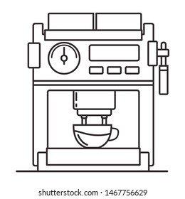 Icon coffee maker. Outline flat illustration vector.Isolated on a white background.Symbol for a mobile application or website.Cup of cappuccino.