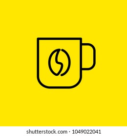 Icon of coffee mug with bean. Cup, drink, design. Cafeteria concept. Can be used for topics like coffee shop, breakfast, brewed coffee