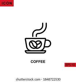 Icon coffee. Outline, line or linear vector icon symbol sign collection for mobile concept and web apps design.