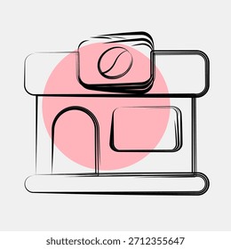 Icon coffee shop. Coffee shop elements. Icon in color spot style.