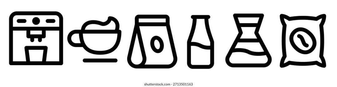  icon Coffee Shop Line vector illustration