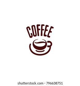 icon of coffee, stylized cup of coffee, logo in the form of coffee cup, vector image