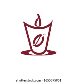 icon coffee.grains brown. logo for a cafe,a drink,hot tea.a sticker on the machine for making such cappuccino.a drop of flavored espresso in a cup. vector illustration.
