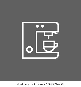 Icon of coffeemaker. Coffee machine, cup, brewer. Coffee shop concept. Can be used for topics like modern appliance, automation, comfort, home 
