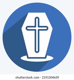 Icon Coffin. suitable for Halloween symbol. long shadow style. simple design editable. design template vector. simple illustration
