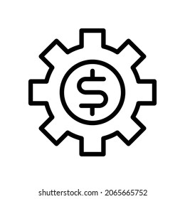 icono de cog con el diseño plano del icono de moneda en dólares