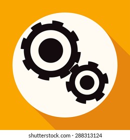 Icon Cogs on white circle with a long shadow