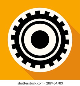 Icon Cogs on white circle with a long shadow