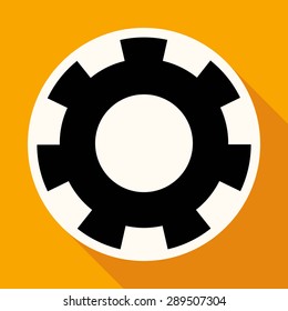 Icon Cogs on white circle with a long shadow