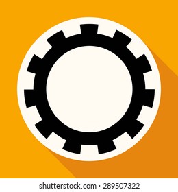 Icon Cogs on white circle with a long shadow