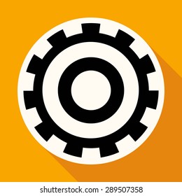 Icon Cogs on white circle with a long shadow