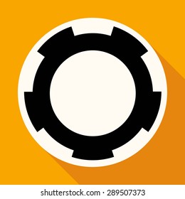 Icon Cogs on white circle with a long shadow