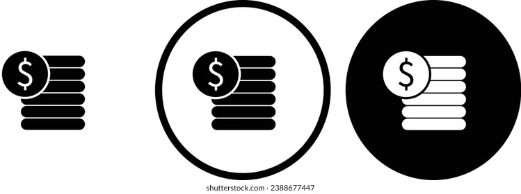 icon coin black outline for web site design 
and mobile dark mode apps 
Vector illustration on a white background