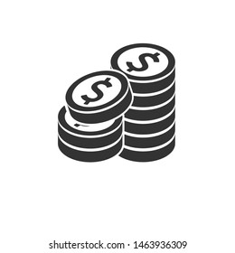 icon coin black Sort illustration isolated sign symbol for web, modern minimalistic flat design vector on white background. Business