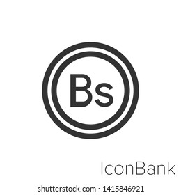 Icon coin Bolivar in black and white Illustration.