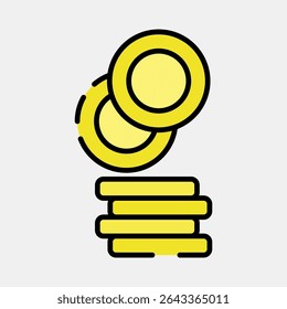 Icon coin. Crypto currency elements. Icon in filled line style.
