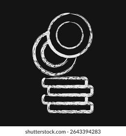 Icon coin. Crypto currency elements. Icon in chalk style.