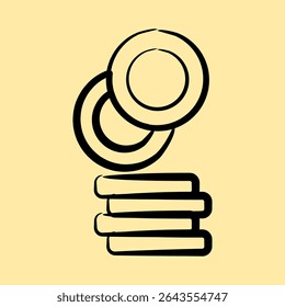 Icon coin. Crypto currency elements. Icon in hand drawn style.