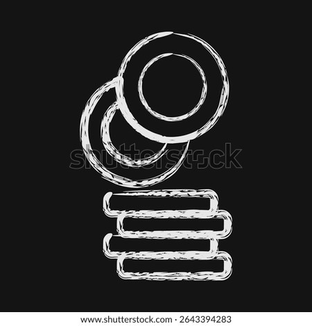 Icon coin. Crypto currency elements. Icon in chalk style.