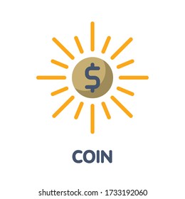 Icon coin flat style icon design  illustration on white background eps.10