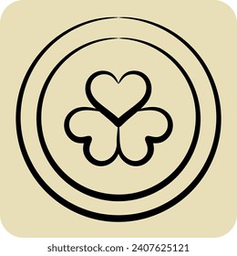 Icon Coin. related to Ireland symbol. hand drawn style. simple design editable. simple illustration
