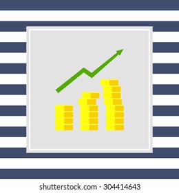 Icon of coin stacks and growing graph
