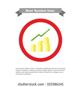 Icon of coin stacks and growing graph