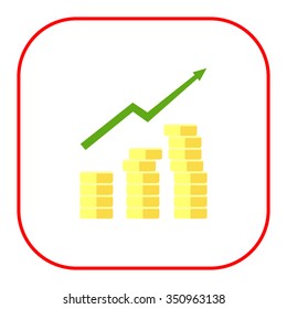 Icon of coin stacks and growing graph