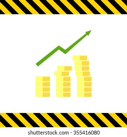 Icon of coin stacks and growing graph
