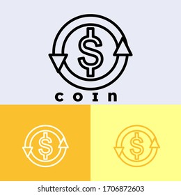 icon coin with style line