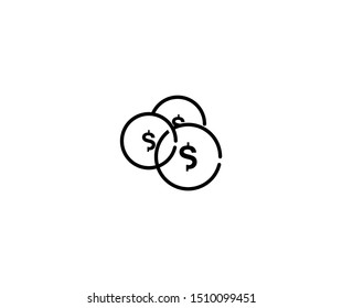 Icon of coins black color vector illustration