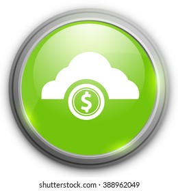Icon of coins with dollar sign falling from cloud