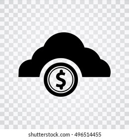 Icon of coins with dollar sign falling from cloud