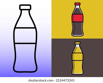 Icon of a cold drink in a glass bottle, eps 10, editable