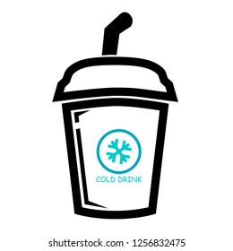 Icon, a Cold Drink with straw, isolated on white