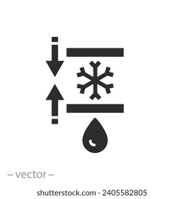 icon of cold pressed, drop with snowflake, press equipment, flat symbol - vector illustration